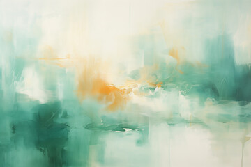 Wall Mural - Abstract acrylic painting in jade tone for background. Generative AI image.