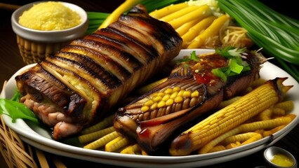 Wall Mural - grilled corn on the cob