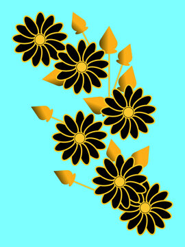 beautiful flower design with gradient background, beautiful golden flower design, beautiful blue and black flower design