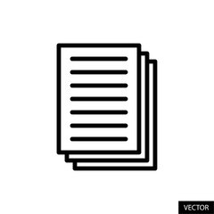 Poster - Document papers pile, documents, pages vector icon in line style design for website, app, UI, isolated on white background. Editable stroke. Vector illustration.