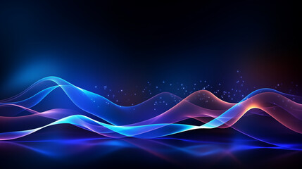 Wall Mural - abstract blue technology wave design, digital network background