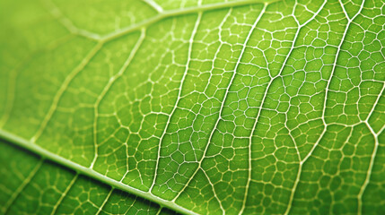 Wall Mural - Green leaf macro closeup. Natural background with copy space for text.