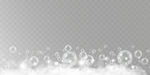 Air bubbles.Soap foam vector illustration on a transparent background.	
