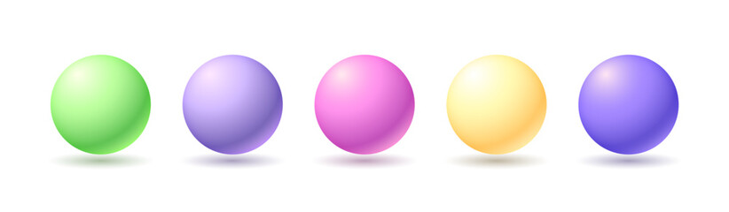 Poster - Set of pastel colored balls in the style of y2k bright colors