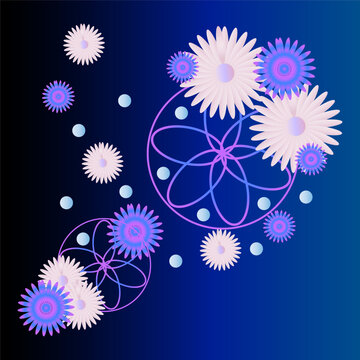  beautiful flower design with gradient color, colorful star design, beautiful gradient flower design with black background, 