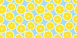 Lemon fruit circle slice seamless pattern illustration. Modern yellow cooking ingredient cartoon background. Fresh citrus cocktail or restaurant backdrop.