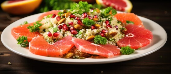 Wall Mural - Nutritious quinoa salad with veggies and grapefruit.