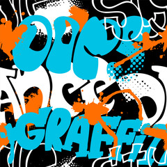 Aufkleber - abstract seamless graffiti print for boy. urban style modern background with words and spray element