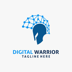 Spartan and tech elements for digital warrior logo design