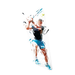 Wall Mural - Tennis player, isolated low poly vector illustration, geometric drawing. Tennis logo