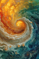 Poster - An illustration of a pasta whirlpool at the center of a surreal, culinary-inspired abstract painting.