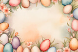 Fototapeta Mapy - Background for congratulations on Easter with a frame of Easter eggs
