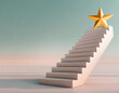 3d rendering of a golden star on the top of the stairs