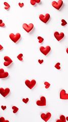 Wall Mural - Red hearts on white background. Valentine's Day card.