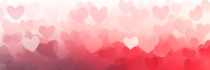 Wall Mural - Pastel hearts pattern background banner. Valentine's Day. Panoramic web header with copy space. Wide screen wallpaper.