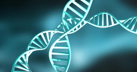 Poster - Animation of dna strands spinning with copy space over green background