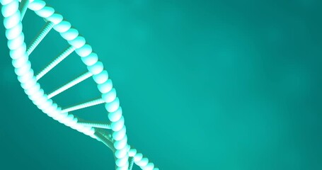 Poster - Animation of dna strand spinning with copy space over green background