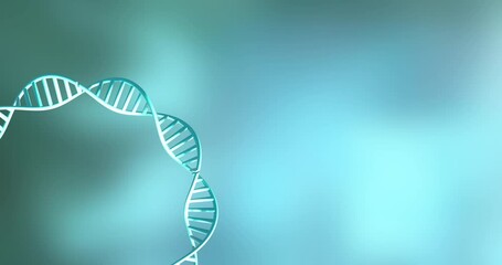 Poster - Animation of dna strand spinning with copy space over green background
