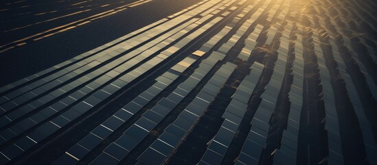 Wall Mural - Bird's-eye perspective of a solar farm in South Wales.