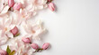 © ТаtyanaGG - magnolia flowers branches on a background for copy space top view floral arrangement on a white background