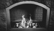 © Cristian - chimenea encendida en blanco y negro