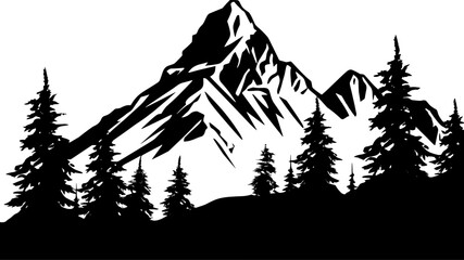 Wall Mural - Mountains vector.Mountain range silhouette isolated vector illustration. AI generated illustration.