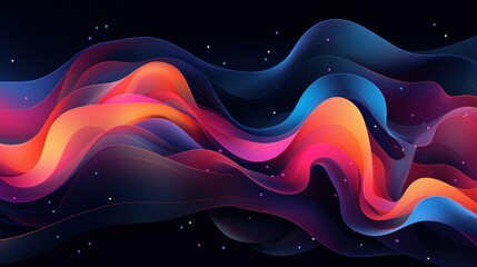 Aufkleber - Fluid Data Flow in Generative Art Design. This piece of generative art beautifully illustrates fluid shapes and lines in vibrant colors, depicting the concept of seamless data flow.