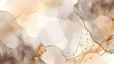 Fototapeta Tulipany - Beige, brown watercolor fluid painting vector background design. Dusty pastel, neutral and golden marble.