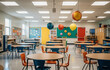 © thodonal - Colorful elementary classroom with educational decor and bright lanterns
