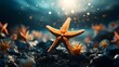 Marine Wildlife: Close-up of Starfish in the Sea generative ai