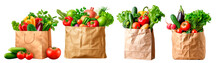 Vegetables In A Paper Bag Isolated On Transparent Or White Background, Png