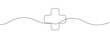 © Sviatlana - Line art of a plus sign. A continuous line drawing of the plus sign icon. Vector illustration.