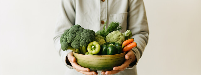 Wall Mural - the boy holds vegetables. The concept of healthy children's nutrition