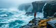 Island Wasserfälle Person beobachtet die Landschaft