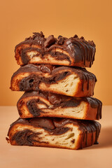 Poster - Stuck of Chocolate Babka pieces on the beige background