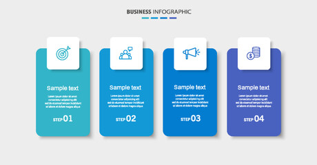 Business infographic design template with 4 options, steps or processes. Can be used for workflow layout, diagram, annual report, web design	