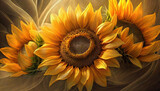 Fototapeta Kwiaty - Piękne, kolorowe Słoneczniki. Tapeta, abstrakcja, dekoracja. Generative AI
