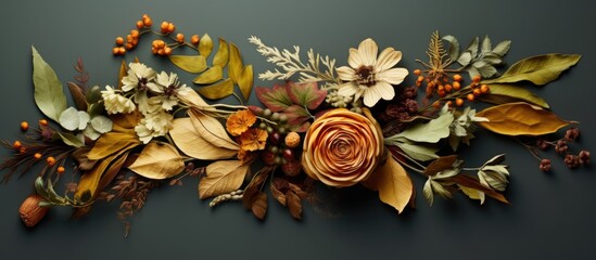 Sticker - Craft made with flowers and leaves from nature.