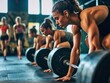 Focused individuals are lifting heavy barbells in a gym, displaying determination and dedication to their strength training regimen.