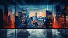Urban Cityscape At Twilight A Dynamic Image Of A Cityscape At Twilight, Perfect For Urban-themed Wallpapers Or Modern Office Decor