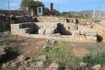 Sticker - ruined temple in the ancient city of aptera in crete in greece