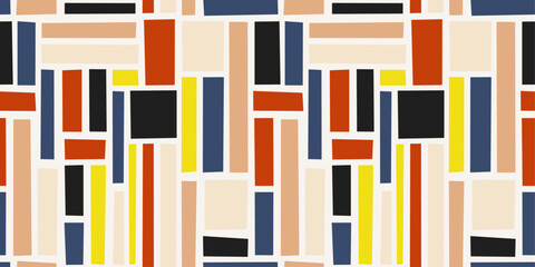 Leinwandbilder - Colored rectangles laid out in a smooth mosaic. Abstract pattern of colored rectangle shapes, seamless art.