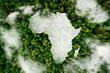 Top view of a cloud and smoke forming the map of the continent of Africa. Top view. Environmental , Ecology, and sustainability concepts.