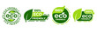 © IQ art_Design - Set of eco friendly icons. Ecologic food stamps. Organic natural food labels.