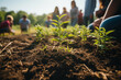 A group of environmental advocates promoting sustainable agriculture practices, emphasizing the importance of soil health and biodiversity for food security