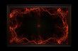 © Ajrak - Fiery Ember Picture Frame on Black Background A picture frame enveloped in glowing fire embers and particles, set against a stark black background, creating an abstract fiery effect . Generative AI,