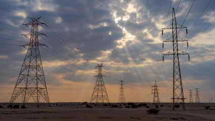 qatar landscape electricity transmission towers