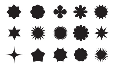 Wall Mural - sparkle star icons set. stars collection, star vector icons. black set of stars, isolated on white b