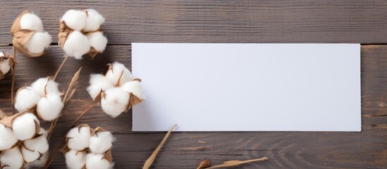 Poster - Blank card with cotton flower mockup.