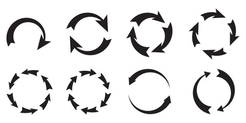 Poster - Circle arrows icon set. Round reload sign, repeat icon, rotate arrow symbol, Vector illustration web design. flat style